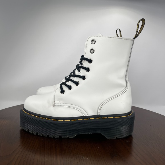 Dr. Martens Shoes - Dr. Martens Jadon Boots Women's 6 White Smooth Leather Platforms Combat Shoes M5